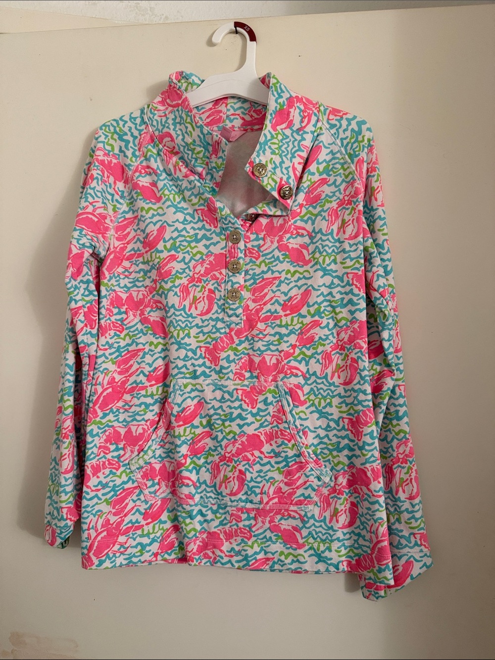 Lilly Pulitzer Pink & Aqua Lobster-Print Half-Snap Pullover